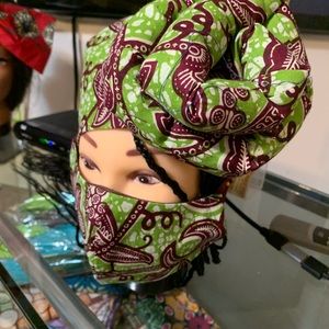 African Style Cloth Face Mask and Headgear